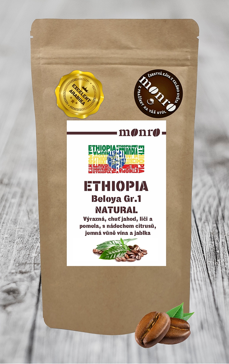 Etiopská Arabika Ethiopia Beloya Natural Káva Monro