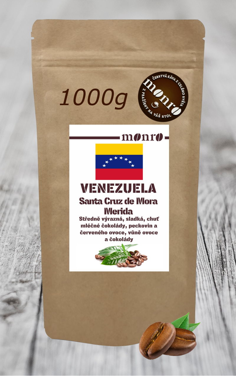 Káva Monro Venezuela Santa Cruz de Mora Mérida zrnková káva 100% Arabika 1000g