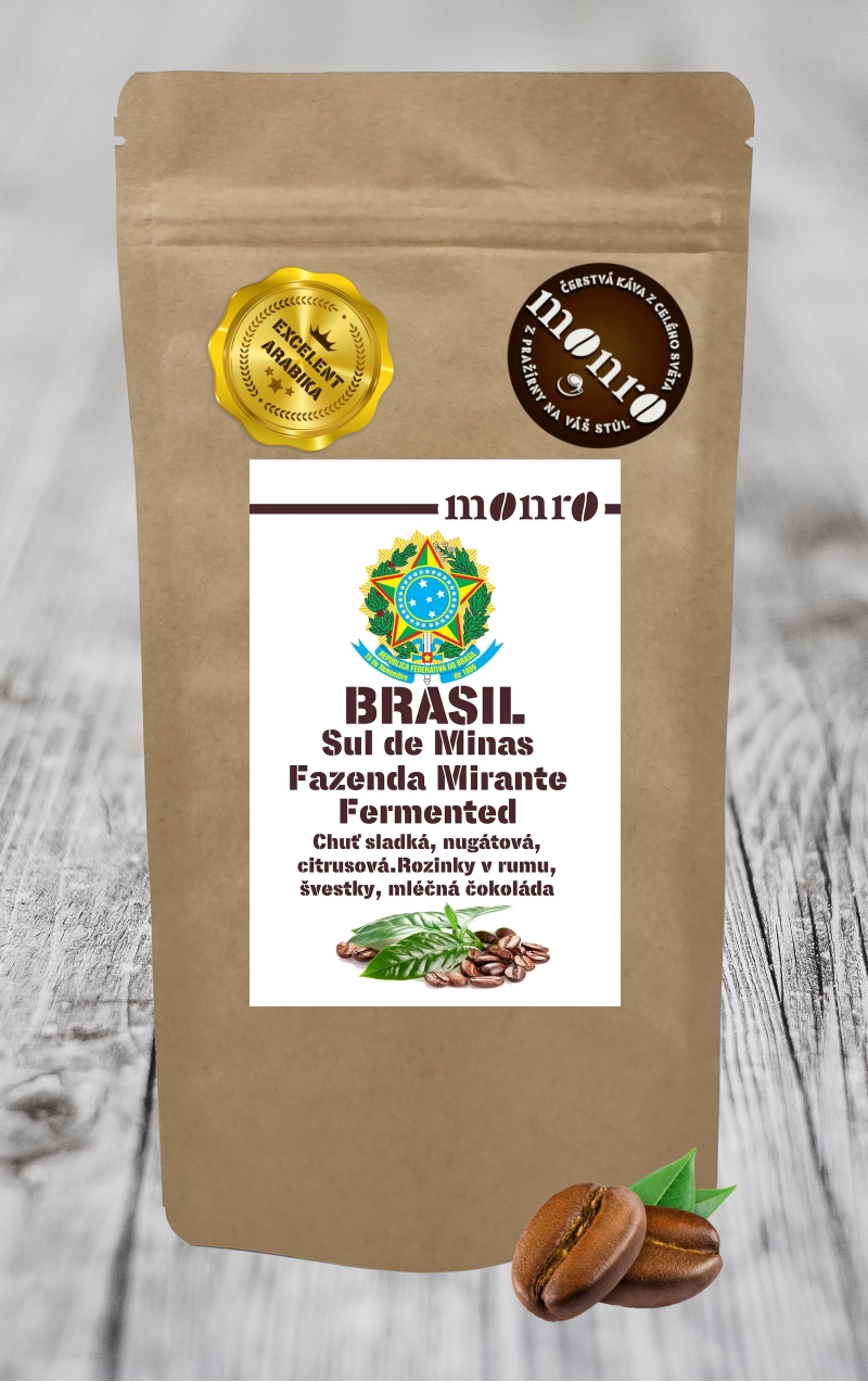 Brasil Fazenda Sul de Minas Mirante zrnková káva 100% Arabika Káva Monro