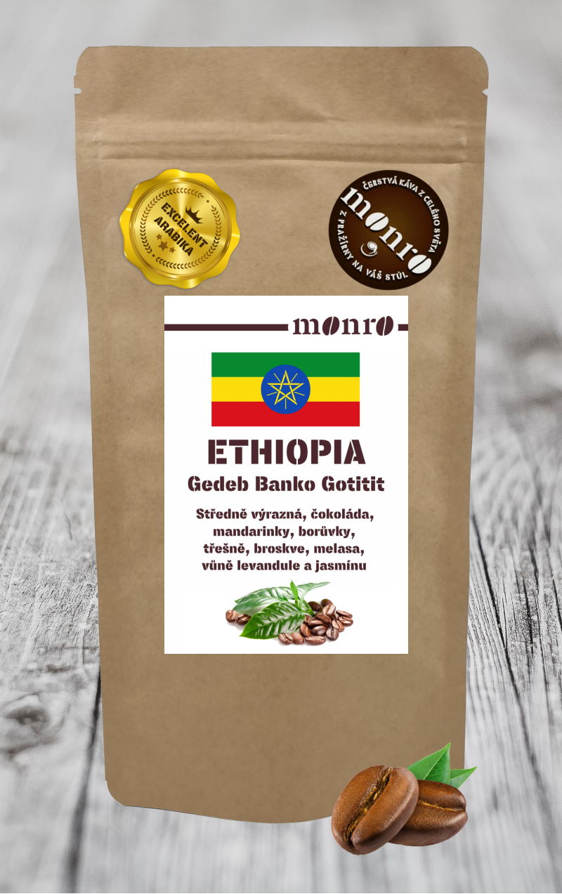 Ethiopská 100% Arabika Gedeb Banko Gotiti Káva Monro