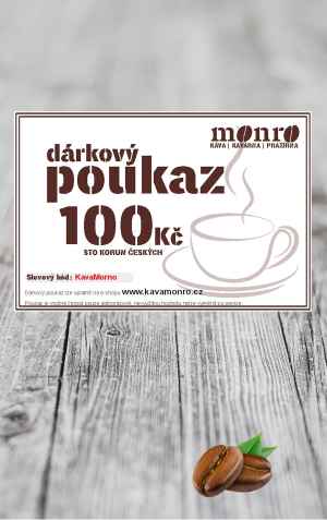 Dárkový poukaz na nákup čerstvě pražené kávy 100Kč
