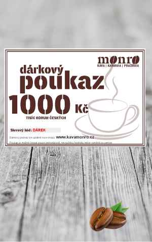 Dárkový poukaz na nákup čerstvě pražené kávy 1000Kč