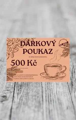 Dárkový poukaz na nákup čerstvě pražené kávy 500Kč
