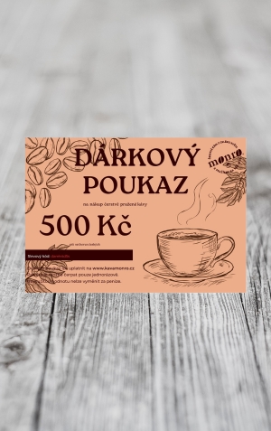 Dárkový poukaz na nákup čerstvě pražené kávy 500Kč