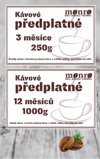 Kávové předplatné pažírna Káva Monro